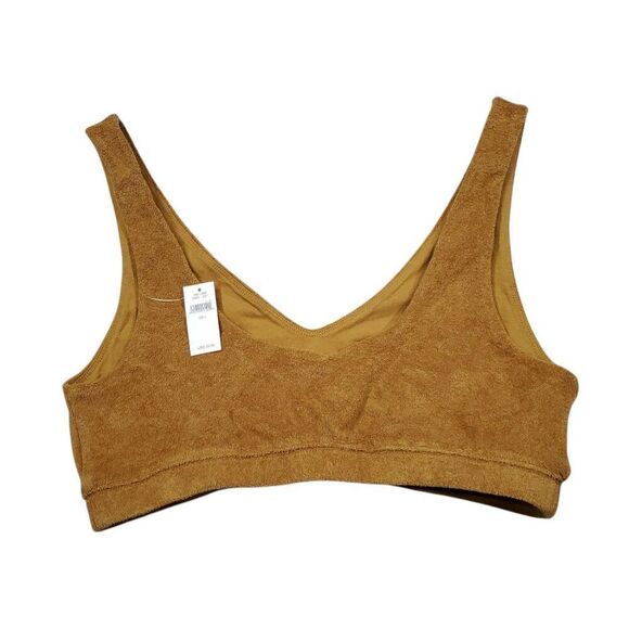 Aerie Offline Recharge Summer Lights Terry Sports Bra Size Large Brown Unlined - Picture 2 of 4